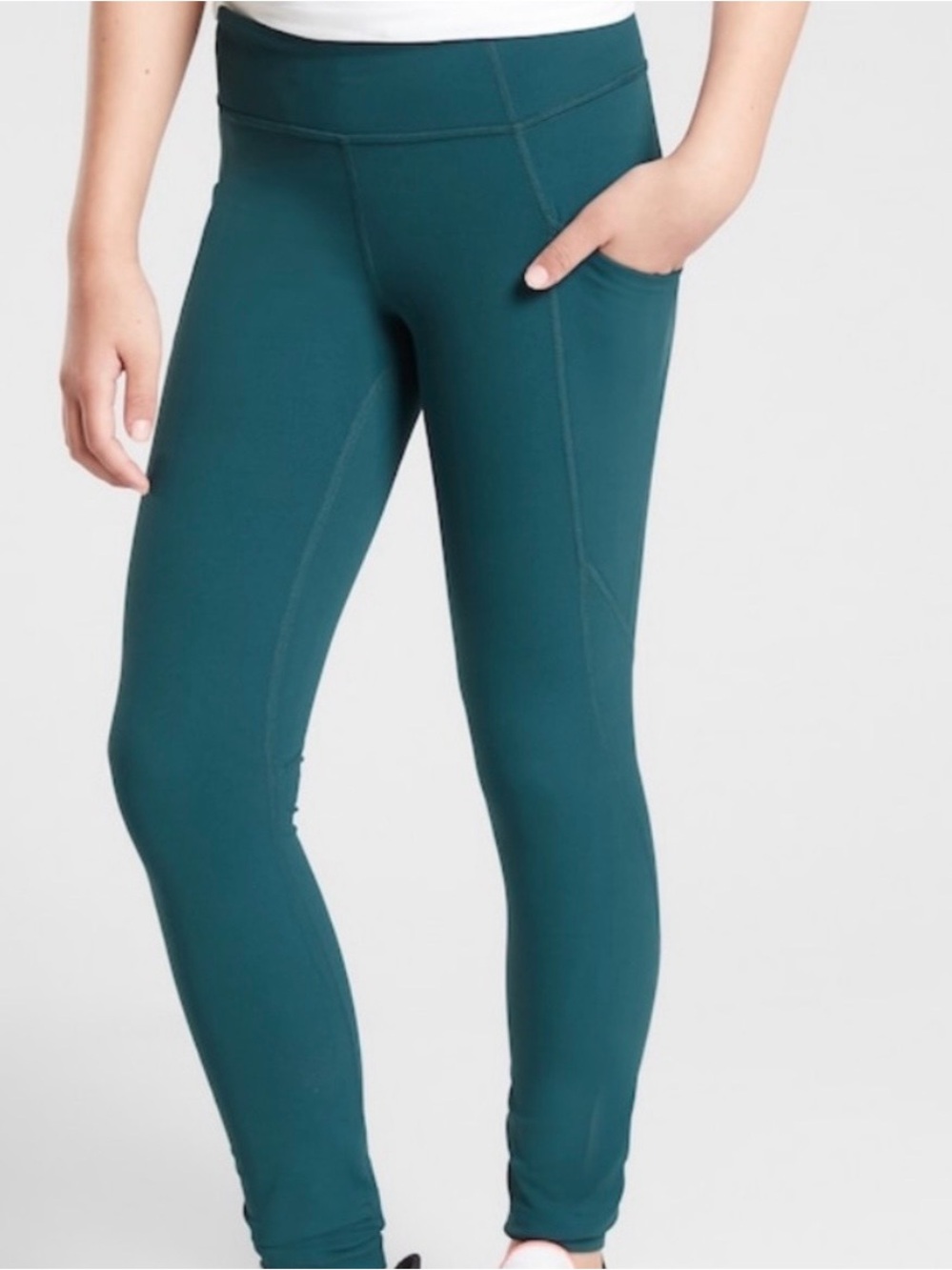 Athleta Girl Stash Your Treasures Tight Leggings in Oceanic Teal Size L 12Y - Picture 1 of 13